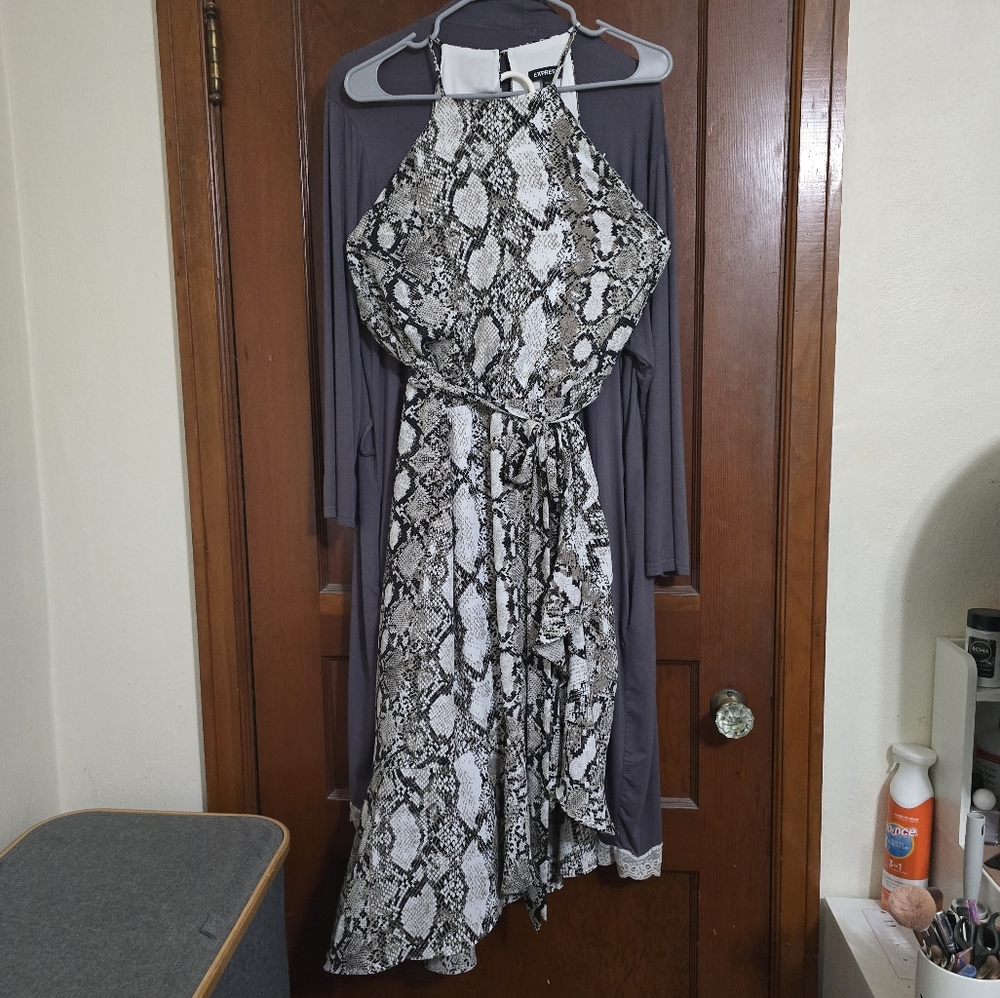 Express Snakeskin Halter Dress